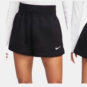 Nike Women’s Black Athletic Shorts with White Swoosh